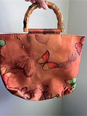 Butterfly Boho Handbag Purse Whimsical Bag Butterflies Whimsycore Bamboo Handle